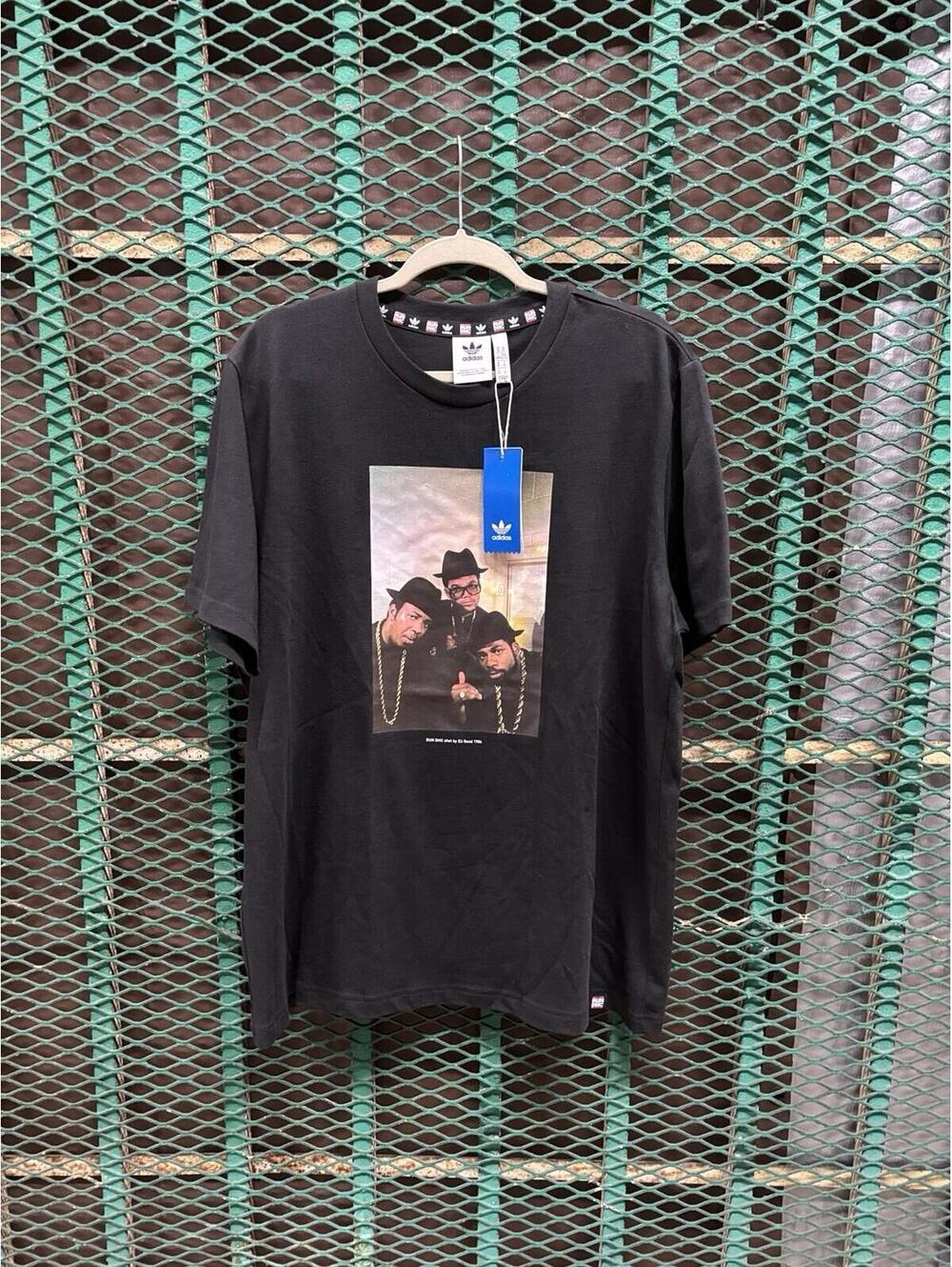 NEW WITH TAGS Adidas Run Dmc Black Shirt XL Picture Tee Song Names On Back Rap